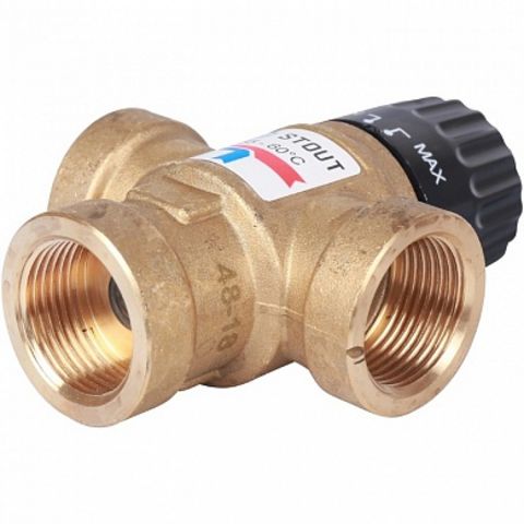 Термостатический смесительный клапан для систем отопления и ГВС STOUT 3/4" ВР 35-60°С KV 1,6 SVM-011