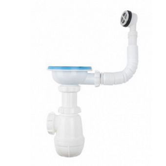  B0142 Сифон для мойки 3 1/2" х 40 с круглым переливом белый 