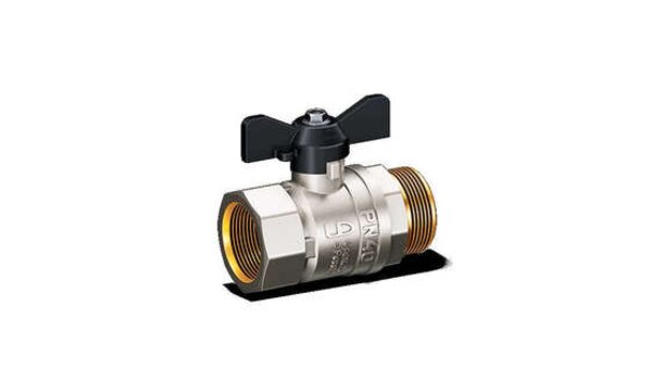  Кран шаровый латунный ВР-НР Ду-32 бабочка LD Pride 