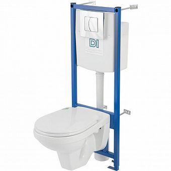  Подвесной унитаз Rosa Рио (инсталляция DI, сиденье, кнопка хром) 