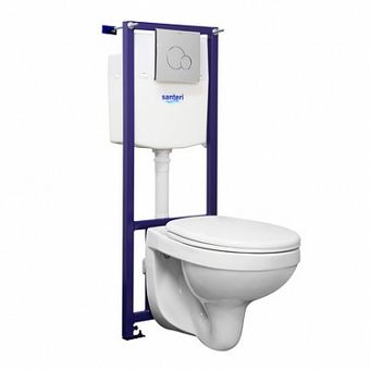  Подвесной унитаз Santeri Альфа комфорт ПЭК (инсталляция, сиденье SoftClose, кнопка хром) 