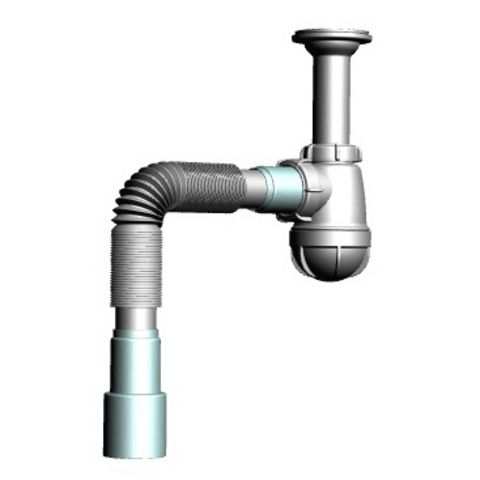 S2015 Сифон для умывальника 1 1/4" х 40 с удлинённой горловиной с гибкой трубой 40х40/50