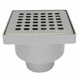  ST2110 Трап квадратный 100х100мм с глянцевой нерж. решеткой, вертикальный, сухой затвор, выпуск 50мм 