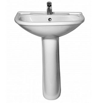  Умывальник ОК Престиж 63 Стандарт белый (с переливом и пьедесталом) 