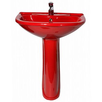  Умывальник ОК Престиж 63 Стандарт красный (с переливом и пьедесталом) 