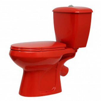  Унитаз-компакт ОК Элисса Стандарт красный (арматура, гофра и сиденье, косой выпуск) 