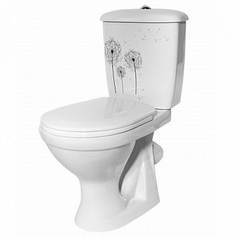  Унитаз-компакт ОК Суперкомпакт Стандарт декор «Одуванчик» (арматура и сиденье, косой выпуск) 