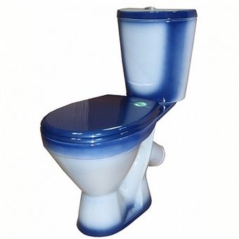  Унитаз-компакт Rosa Элегант синий (арматура и сиденье, косой выпуск) 