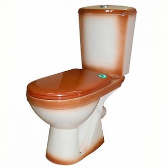  Унитаз-компакт Rosa Комфорт Плюс коричневый (арматура и сиденье, косой выпуск) 