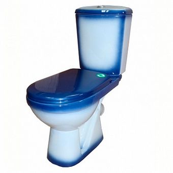  Унитаз-компакт Rosa Комфорт синий декор (арматура и сиденье, косой выпуск) 