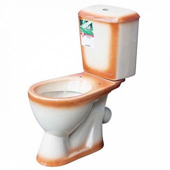  Унитаз-компакт Rosa Лира коричневый (арматура и сиденье, косой выпуск) 