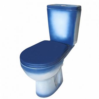  Унитаз-компакт Rosa Рио синий (арматура и сиденье, горизонт. выпуск) 