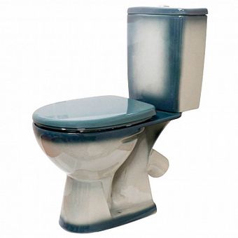  Унитаз-компакт Rosa Уют зеленый декор (арматура и сиденье, косой выпуск) 