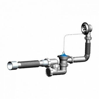  V250 Сифон для ванны регулируемый с выпуском и переливом с гт 40х50 