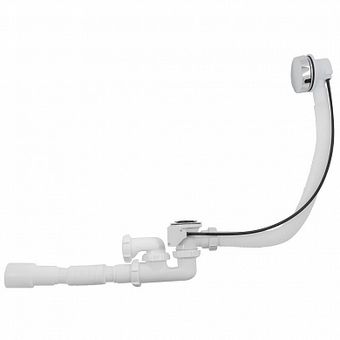  V312 Сифон для ванны регулируемый с переливом полуавтоматом с гт 40х40/50 белый 