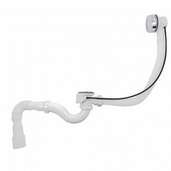  V322 Сифон для ванны с переливом полуавтоматом с г.т 40х40/50 белый 